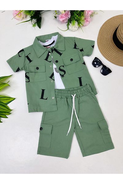 YEDİLALE Gabardine Triple Summer Men's Shorts Suit [3\10 Age Range]