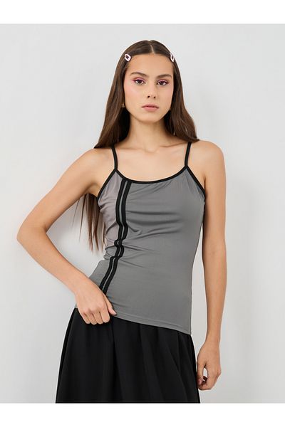 Styli Striped Contrast Trim Strappy Cami Top