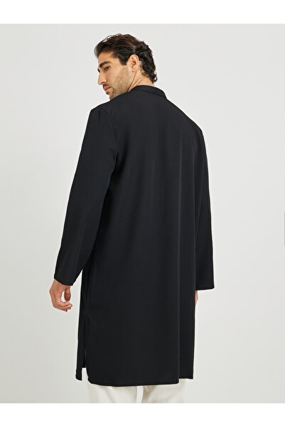 Take Two By Styli Men Black Solid Stand Collar Long Sleeve Kurta
