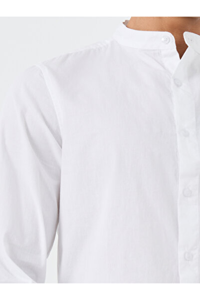 Styli Solid Mandarin Collar Regular Fit Poplin Shirt