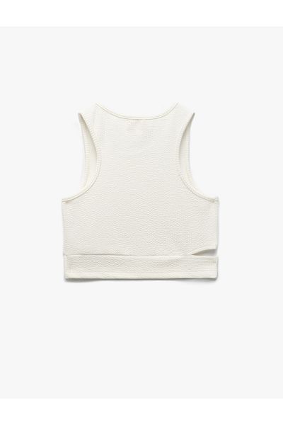 Koton New Season Window Detailed Slim Fit Wrinkled Sleeveless Crew Neck Crop Undershirt