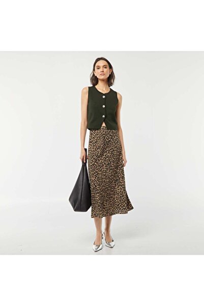 KIABI Leopard print midi skirt BEIGE