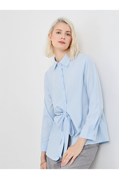 Styli Solid Buttoned Top with Tie-Up Detail
