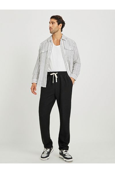 Styli Men Textured Straight Fit Joggers with Drawstring