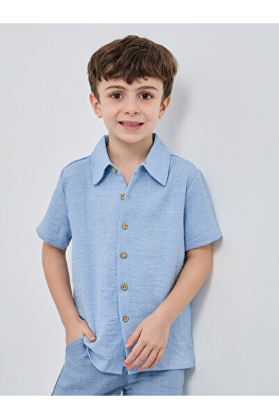 Styli Buttoned Short Sleeve Linen Shirt