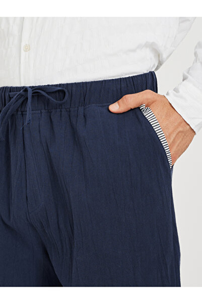 Take Two By Styli Men Navy Blue Solid Drawstring Waist Pocket Detail Bermuda Shorts