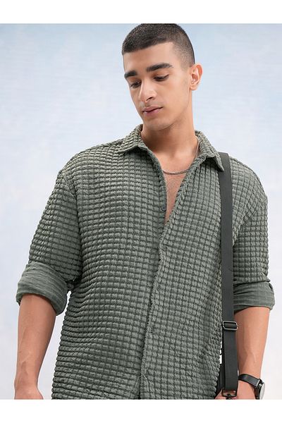 Highlander By Styli Textured Relaxed Fit Shirt