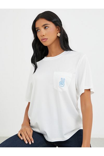 Styli Embroidered Round Neck T-Shirt