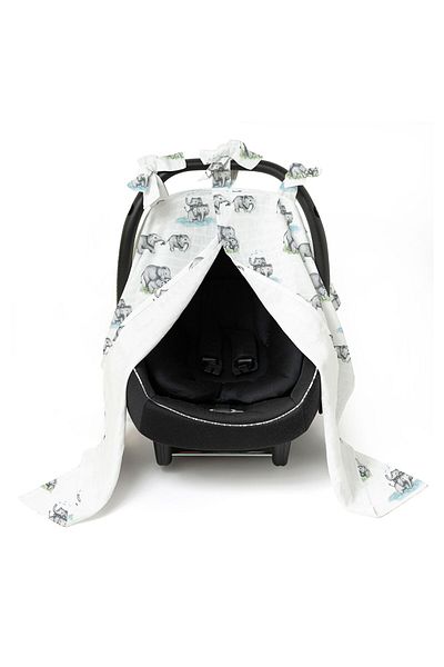 DEUX LAPINS Muslin Stroller Cover - Les Êlêphants