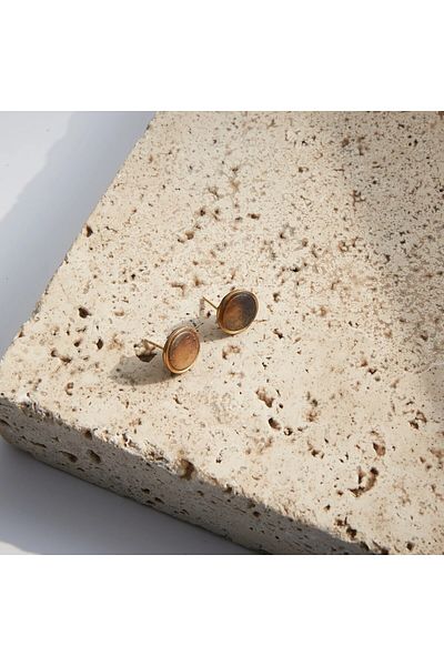 NARRU Handmade NARRU earrings, round, 1.2 mm, copper, navy blue and gold, Koralia