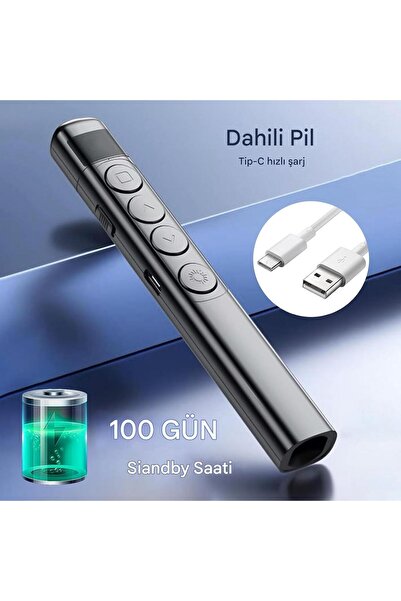 nextbuy Dijital Ekranlı Şarjlı Lazer USB Girişli Sunum Kumandası Laser Pointer S7