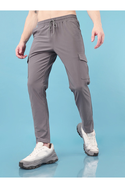 Technosport By Styli Solid Cargo Pants with Drawstring
