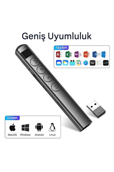 nextbuy Dijital Ekranlı Şarjlı Lazer USB Girişli Sunum Kumandası Laser Pointer S7
