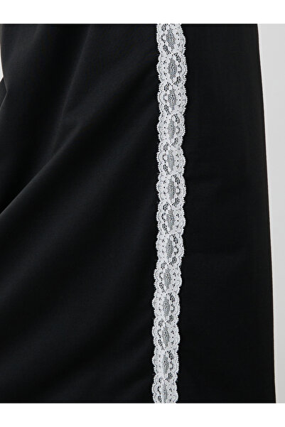 Styli Side Lace Detail Straight Fit Midi Skirt