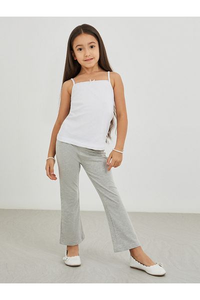 Styli Girls Grey Solid Elasticated Waistband Flared Leggings