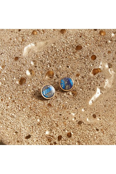 NARRU Handmade NARRU earrings, round, 1.2 mm, blue, navy and gold, Koralia