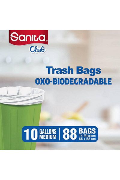 Sanita 88-Piece Club Biodegradable Recyclable Medium Trash Bag White 10 Gal