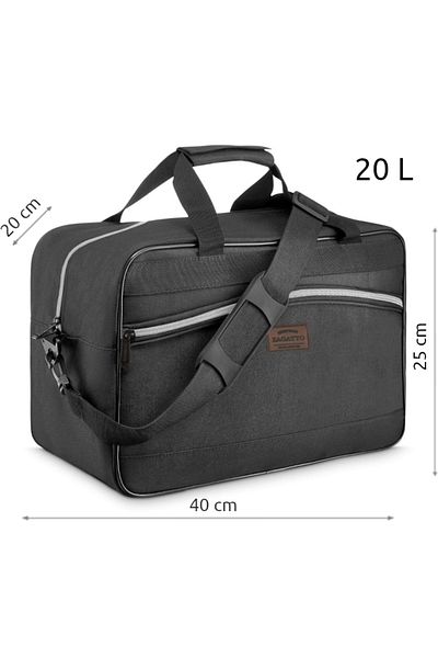 zagatto Airplane cabin bag 20L, black, compact 40x20x25 cm, travel-ready, Wizz/Ryanair fit, ZG835