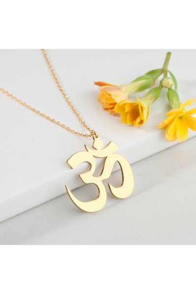 DIZY SILVER Om Sembolü Kolye • Spiritüel Takı • 925 Ayar Gümüş • Altın Kaplama • Meditasyon Hediyesi
