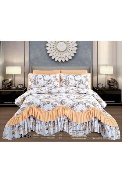 CHIRASO CHIRASO Bedspread Set, Finet Microfiber, Ruffles, 3 Pieces, 220x270cm, 2 Pillowcases 50x70+5cm