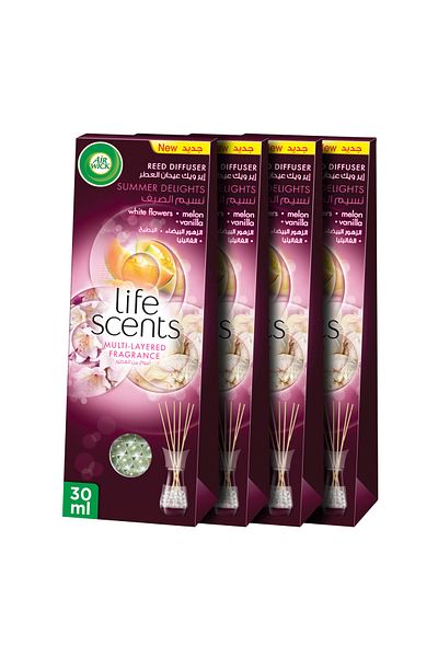 Air Wick Air Freshener Reeds Life Scents Summer Delights, 30ml x4