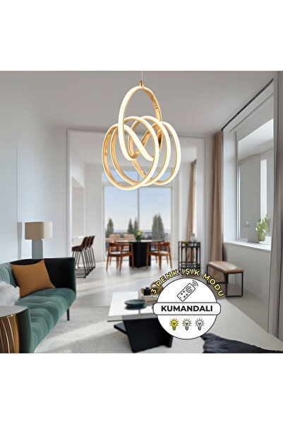 neeko VALENCİA Kumandalı 3 Renk Dimmerli LED Sarkıt Avize – Modern Gold Kaplama