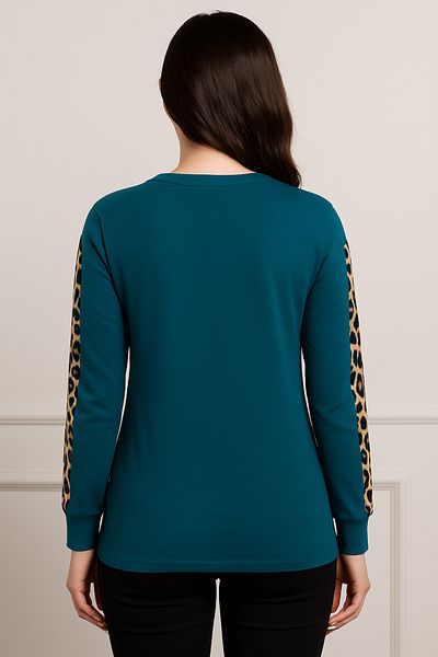 Birol Triko Body de damă din Lycra cu leopard albastru petrol