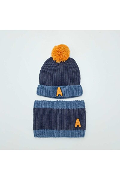 KIABI Bobble hat + lined snood set BLUE