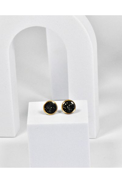 NARRU Handmade NARRU earrings, round, 1.2 mm, black and gold, Koralia