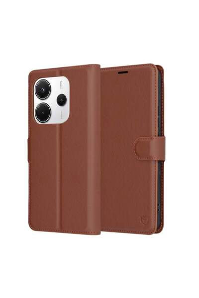 SKYDDAR INNOVATION Case for Xiaomi Redmi Note 14 5G, Leather Folio Book-type, with Inner Wallet, sticker set, Brown