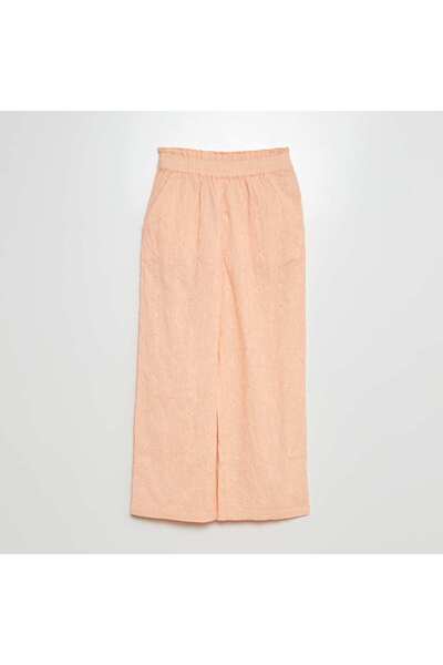 KIABI بنطلون خفيف الوزن مع تطريز إنجليزي برتقالي