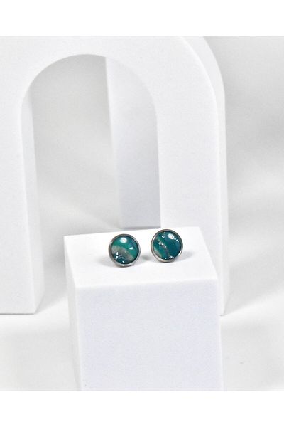 NARRU Handmade NARRU earrings, round, 1.2 mm, Turquoise and silver, Koralia