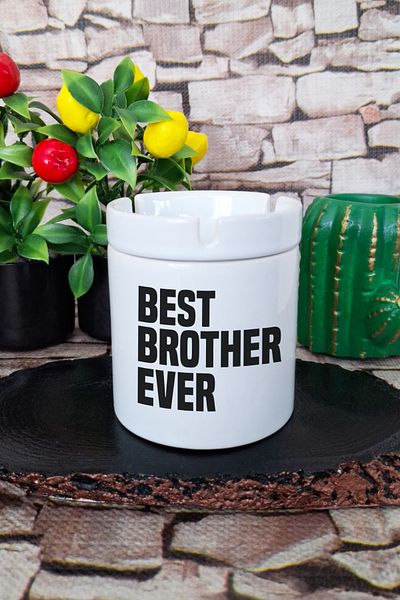 qoeuyl boutique Best Brother Ever Male Brother Brother Birthday Gift Printed Ceramic Lid Odorless Ashtray