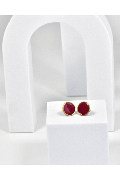 NARRU Cercei NARRU lucrati manual, rotunzi, 1.2 mm, burgundi si auriu, Koralia