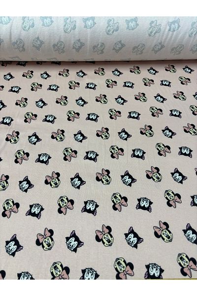 iki iplik Children Themed & Cat Printed Colorful Patterned Baby Interlock Fabric 100% Cotton Width 165 cm