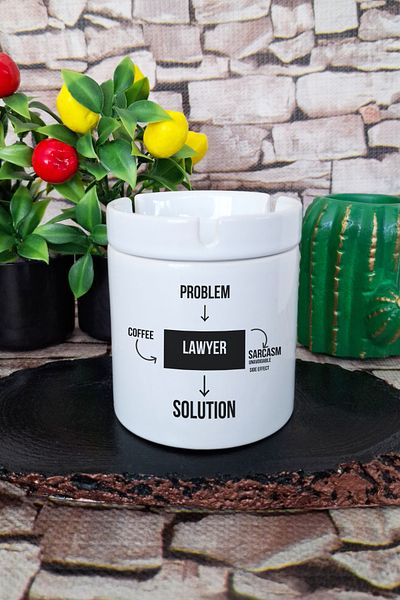 qoeuyl boutique Lawyer Lawyer Problem, Coffee Fun Gift Printed Ceramic Lid Odorless Ashtray
