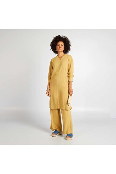 KIABI Wide-leg linen-blend trousers ORANGE