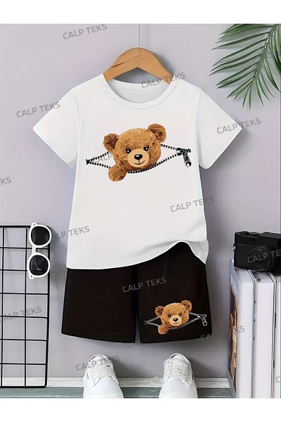 CALP TEKS Shorts/T-Shirt Bottom Top Summer Set with Zipper Print