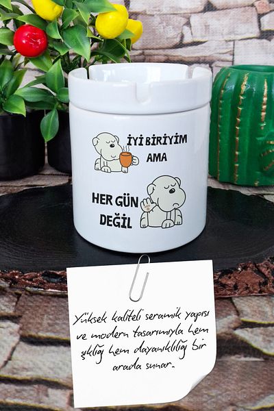 qoeuyl boutique I'M Good but Not Every Day Fun Gift Printed Ceramic Lid Odorless Ashtray