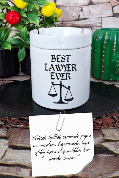qoeuyl boutique Best Lawyer Ever Lawyer Printed Ceramic Lid Odorless Ashtray