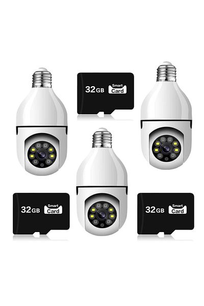 COBI SMART® Set of 3 Jortan IP surveillance cameras, Wi-Fi, HD, Smart-Bulb, Motion Sensor, includes 3 x 32 GB