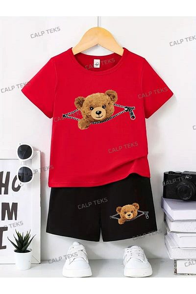 CALP TEKS Shorts/T-Shirt Bottom Top Summer Set with Zipper Print