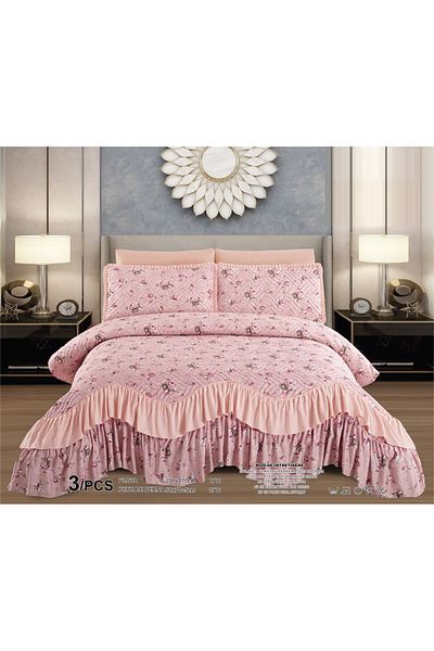 CHIRASO CHIRASO Bedspread Set, Finet Microfiber, Ruffles, 3 Pieces, 220x270cm, 2 Pillowcases 50x70+5cm
