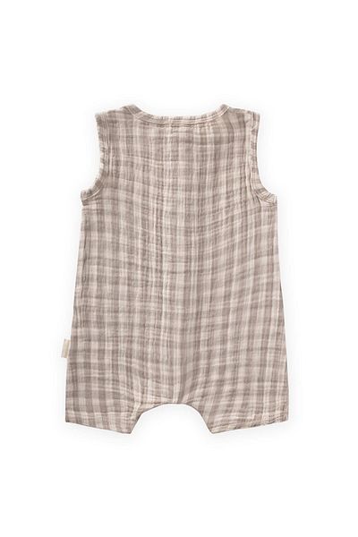Cigit Striped Muslin Jumpsuit 0-3 Years Mink Plaid