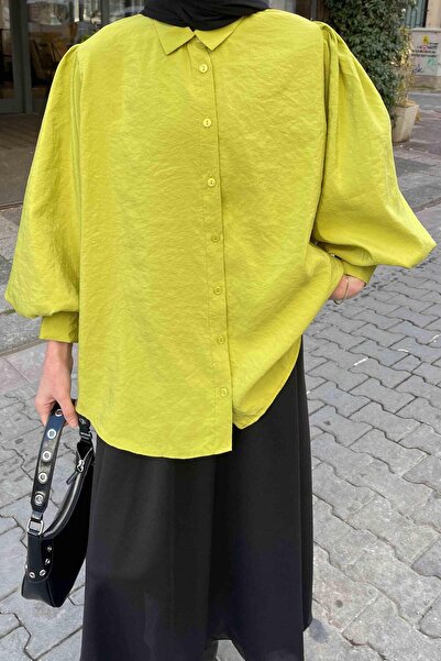 lamelif Πουκάμισο με μπαλόνι λαδιού πράσινο 2