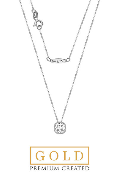 So CHIC... Beyaz Altın Sertifikalı Premium Created 1.50 CT Effect Tektaş Kolye