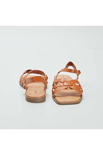 KIABI Sandals with buckled strap BROWN