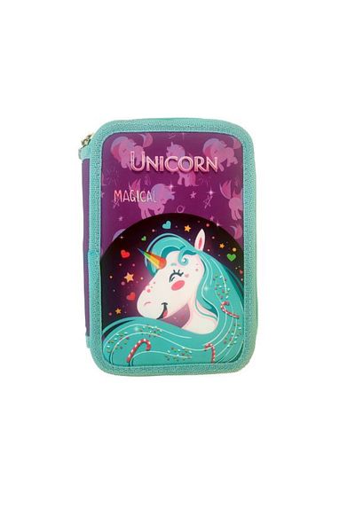 OEM Milla Pencil Case, Unicorn, Equipped with 3 zippers