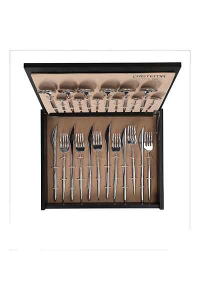 Cristema 24-Piece Alicante Cutlery Set in Wooden Box