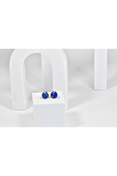 NARRU Cercei NARRU lucrati manual, rotunzi, 1.2 mm, Albastru electric si auriu, Koralia